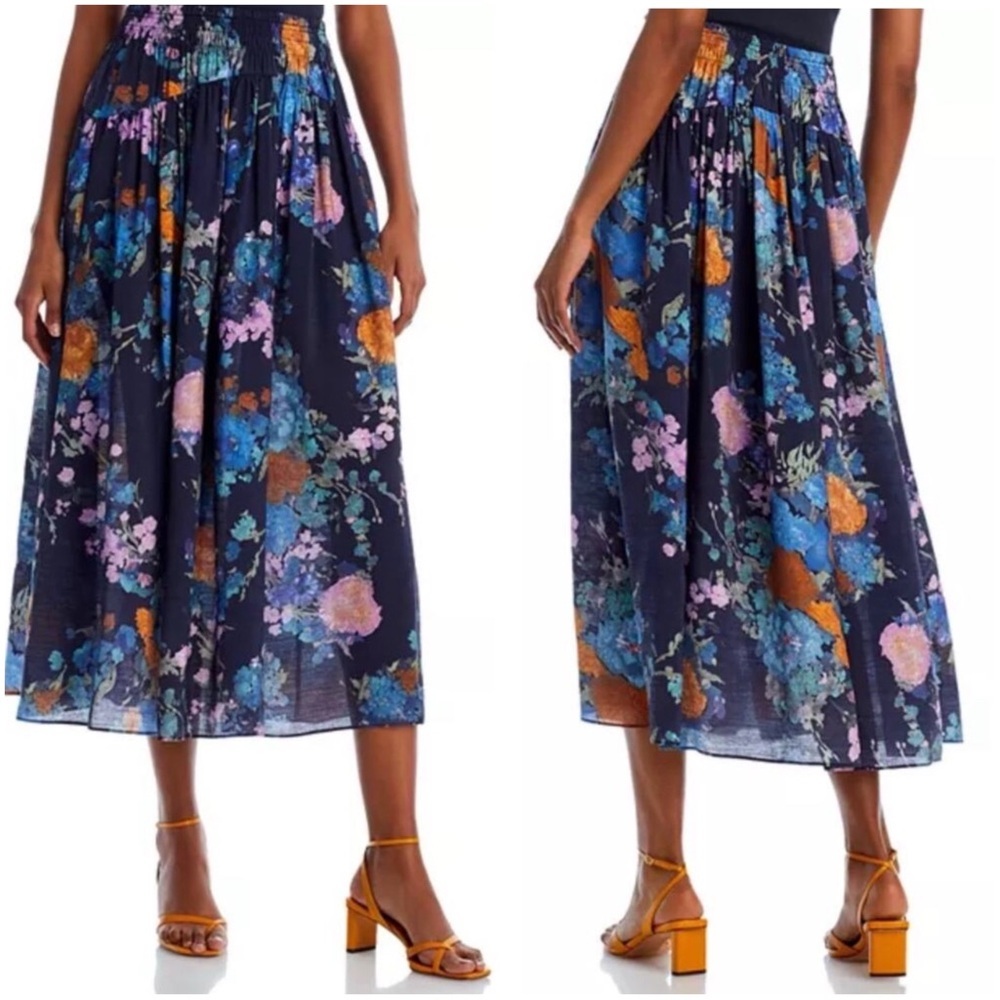 NWOT Vince Painted Bouquet Printed Midi Skirt Size XL